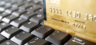 credit card and computer keyboard