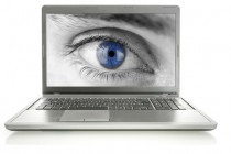 Human eye on laptop screen