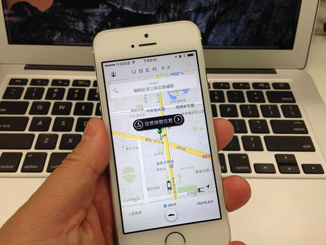 Uber map on smartphone